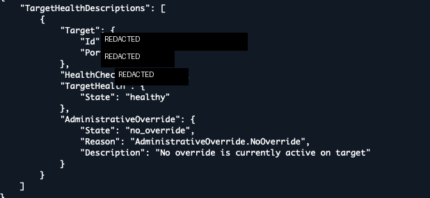 Healthy target state signal from the load balancer