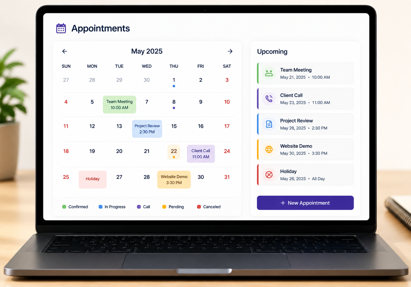 Appointment scheduling mockup